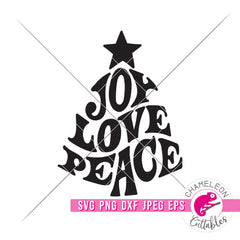 Joy Love Peace Christmas tree svg png dxf eps jpeg