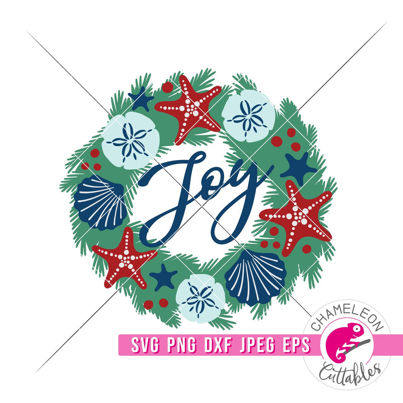 Joy Sea Shell Beach Wreath svg png dxf eps jpeg SVG DXF PNG Cutting File