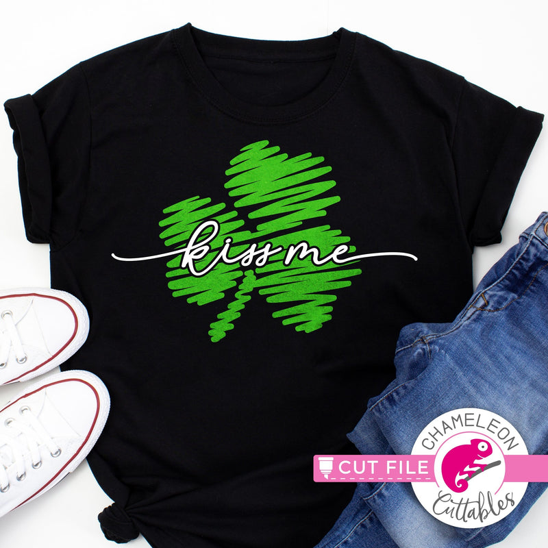 Kiss me clover St. Patricks Day svg png dxf eps jpeg SVG DXF PNG Cutting File