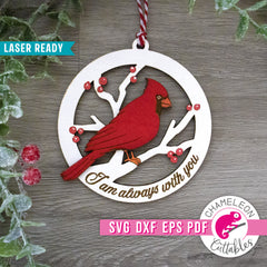 Cardinal Tree Branch Ornament Christmas Laser svg dxf eps pdf