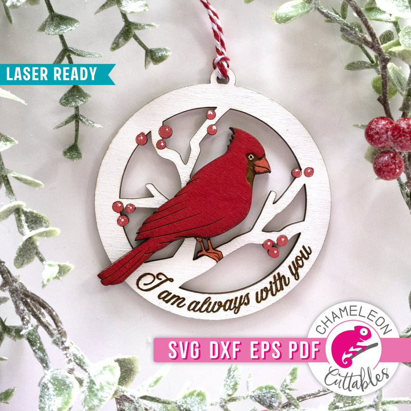 Cardinal Tree Branch Ornament Christmas Laser svg dxf eps pdf