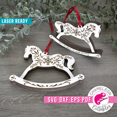 Scandinavian Rocking Horse Ornament Christmas Laser svg dxf eps pdf