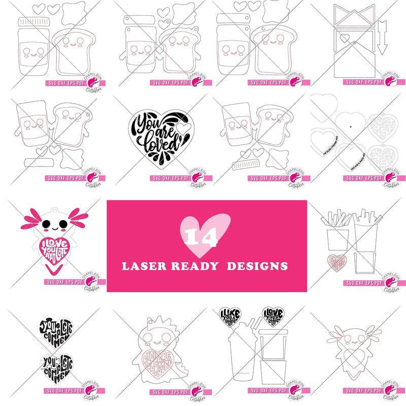 Laser Ready Valentine’s Bundle for Laser cutter svg dxf eps pdf SVG DXF PNG Cutting File