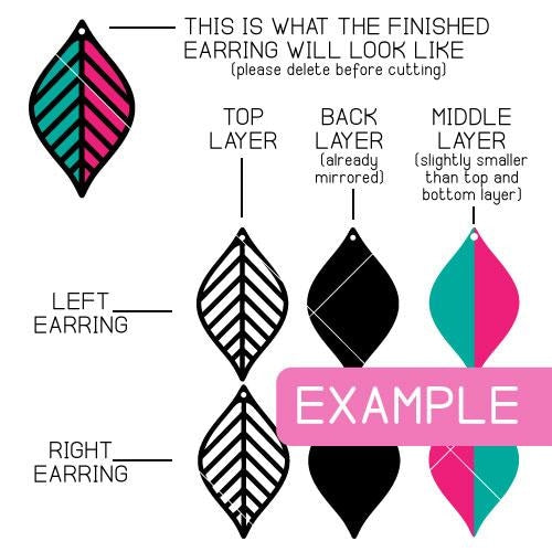 Leaf B Earring Template svg png dxf eps SVG DXF PNG Cutting File