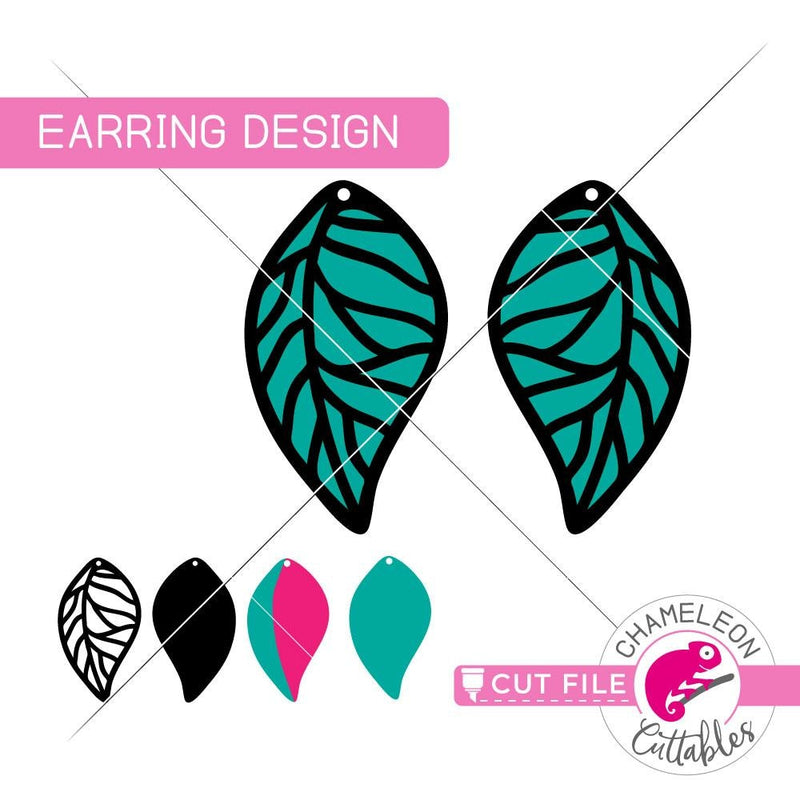 Leaf B Earring Template svg png dxf eps SVG DXF PNG Cutting File