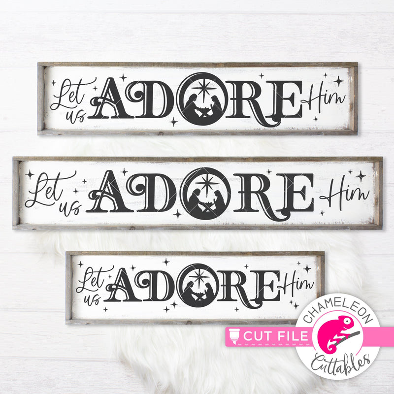 Let us adore him Christmas horizontal svg png dxf SVG DXF PNG Cutting File