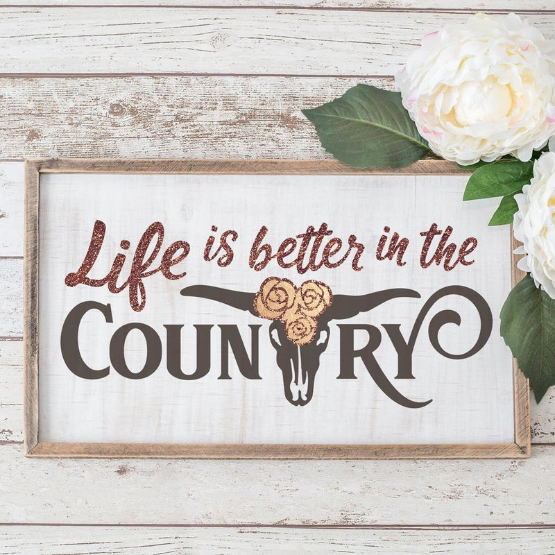 Life is better in the Country Cow Skull svg png dxf eps SVG DXF PNG Cutting File