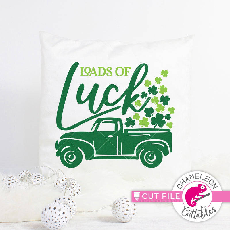 Loads of Luck St. Patricks Day truck with clovers svg png dxf eps jpeg SVG DXF PNG Cutting File