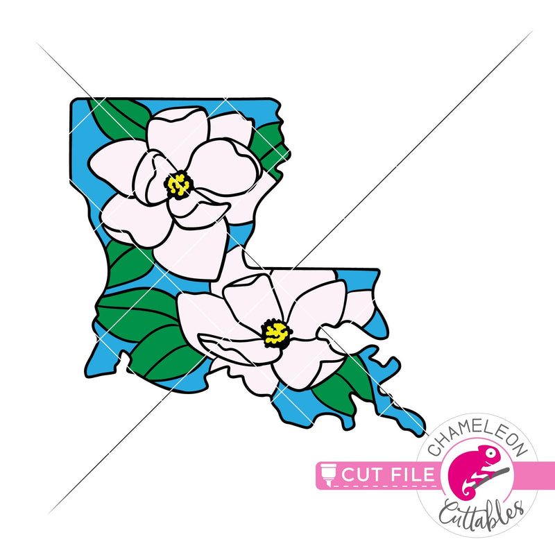 Louisiana state flower magnolia layered svg png dxf eps jpeg SVG DXF PNG Cutting File