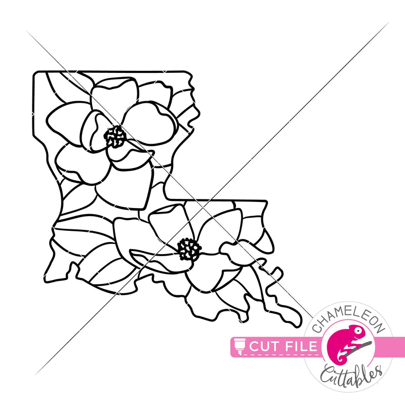 Louisiana state flower magnolia outline svg png dxf eps jpeg SVG DXF PNG Cutting File