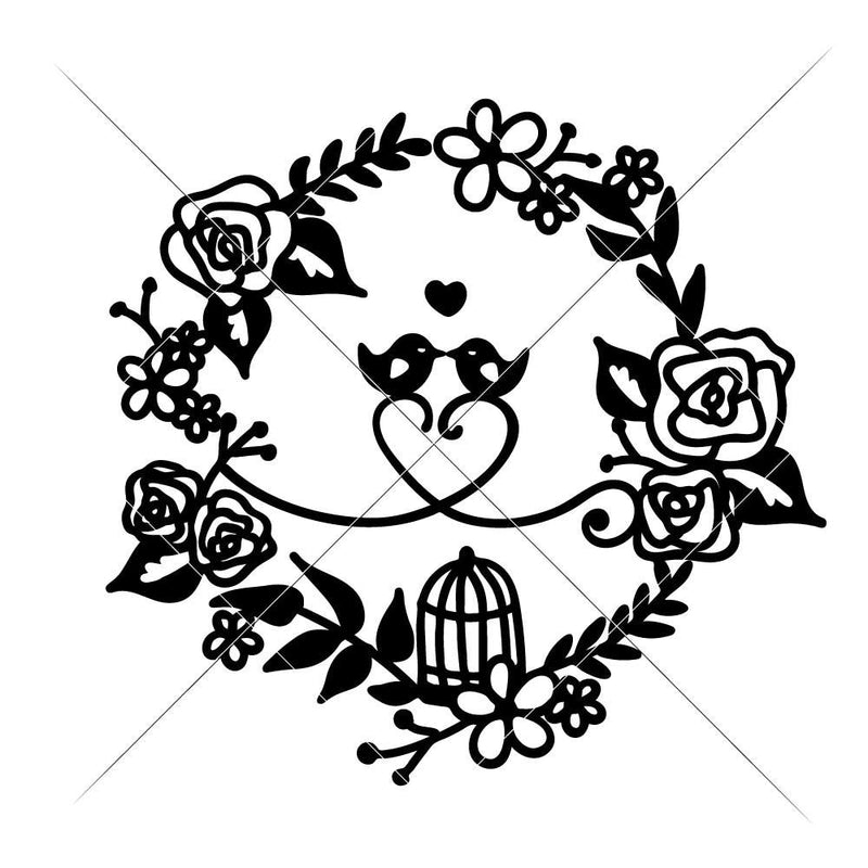 Love Birds Wreath With Heart Svg Png Dxf Eps Svg Dxf Png Cutting File