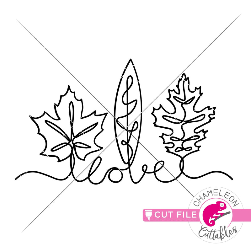 love fall leaves line art svg png dxf eps jpeg SVG DXF PNG Cutting File