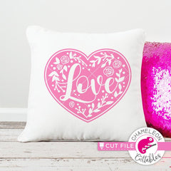 Love Floral Heart Svg Png Dxf Eps Svg Dxf Png Cutting File