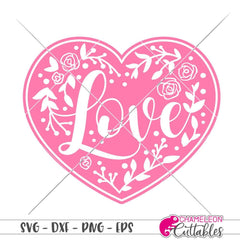 Love Floral Heart Svg Png Dxf Eps Svg Dxf Png Cutting File