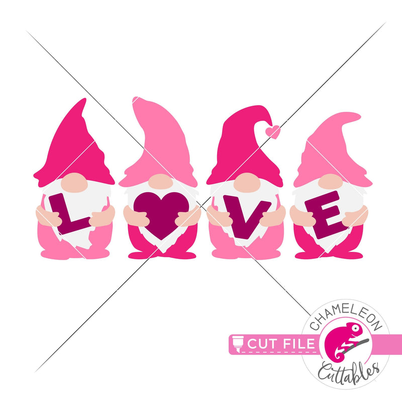 Love gnomes with letters Valentines day svg png dxf eps jpeg SVG DXF PNG Cutting File