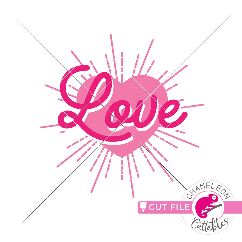 Love Heart with Rays svg png dxf eps jpeg SVG DXF PNG Cutting File