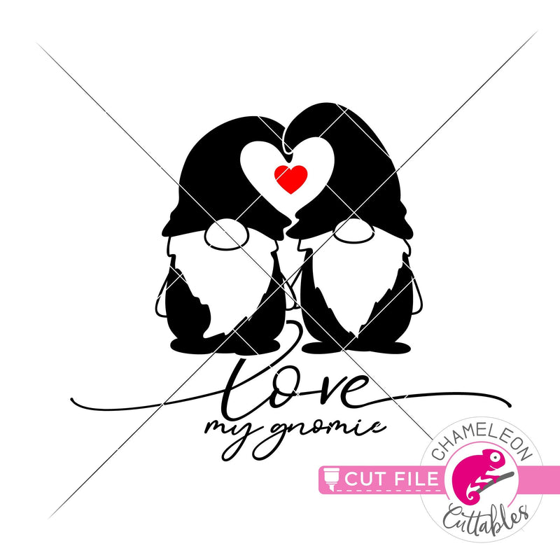 Love my gnomie gnome Valentines day black svg png dxf eps jpeg SVG DXF PNG Cutting File