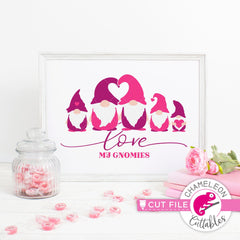 Love my gnomies gnome family 5 Valentines day black svg png dxf eps jpeg SVG DXF PNG Cutting File