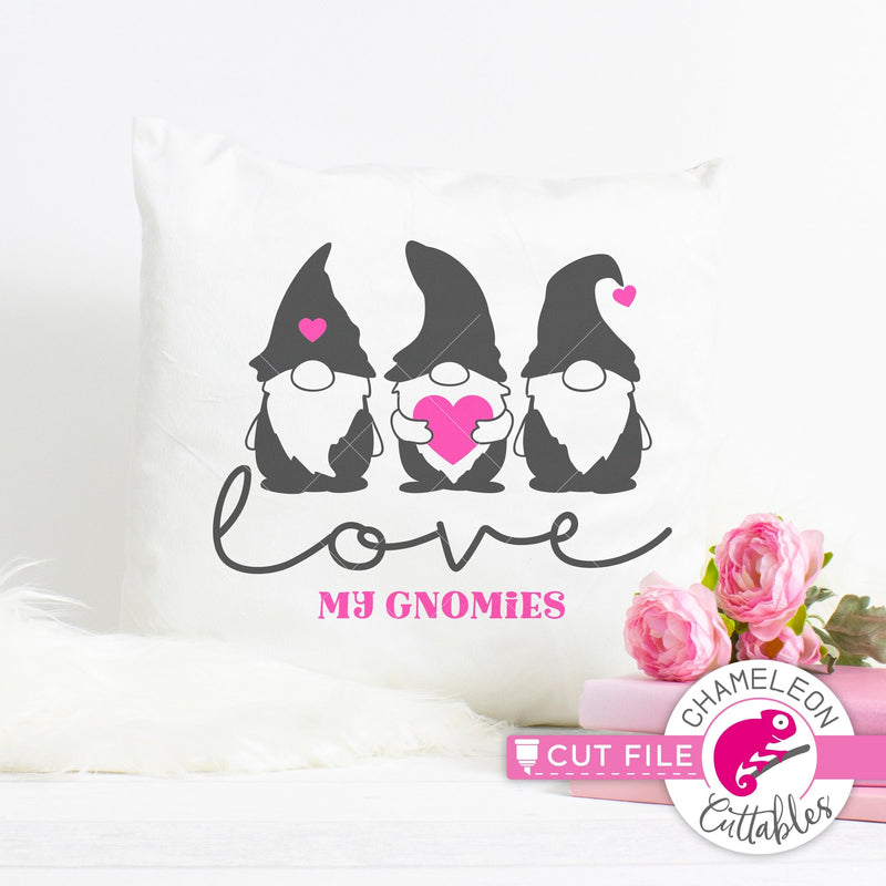 Love my gnomies gnome Valentines day black svg png dxf eps jpeg SVG DXF PNG Cutting File