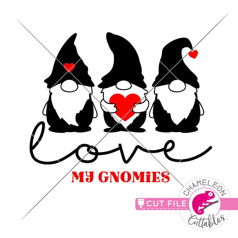 Love my gnomies gnome Valentines day black svg png dxf eps jpeg SVG DXF PNG Cutting File