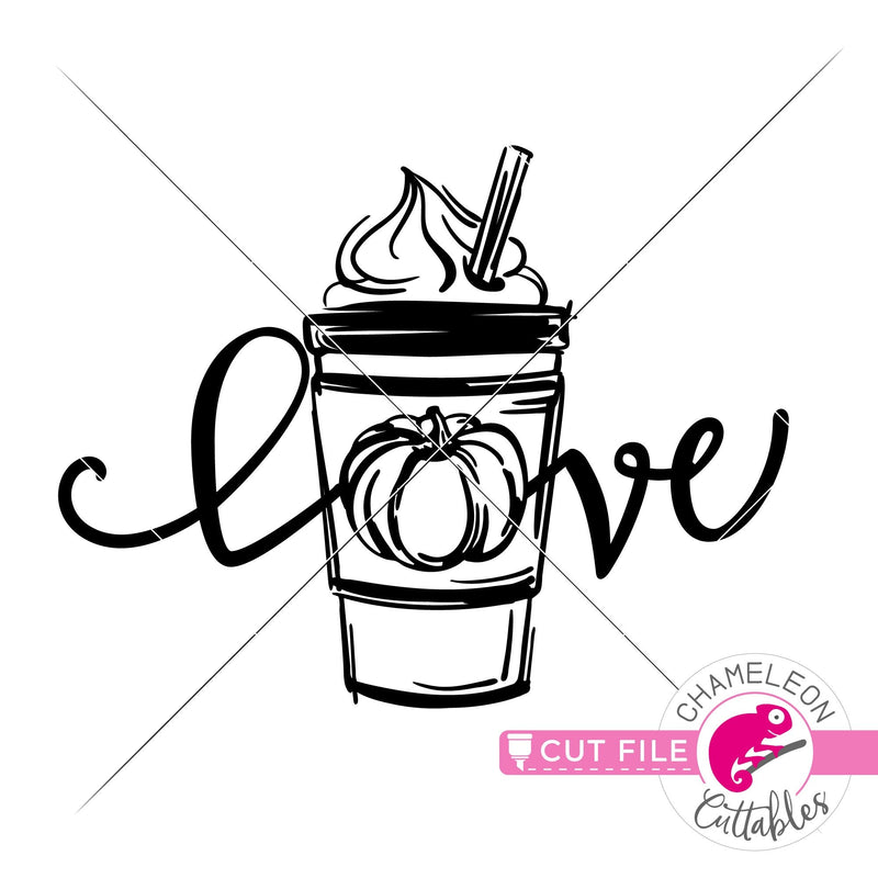 Love Pumpkin Spice Latte sketch svg png dxf eps jpeg SVG DXF PNG Cutting File