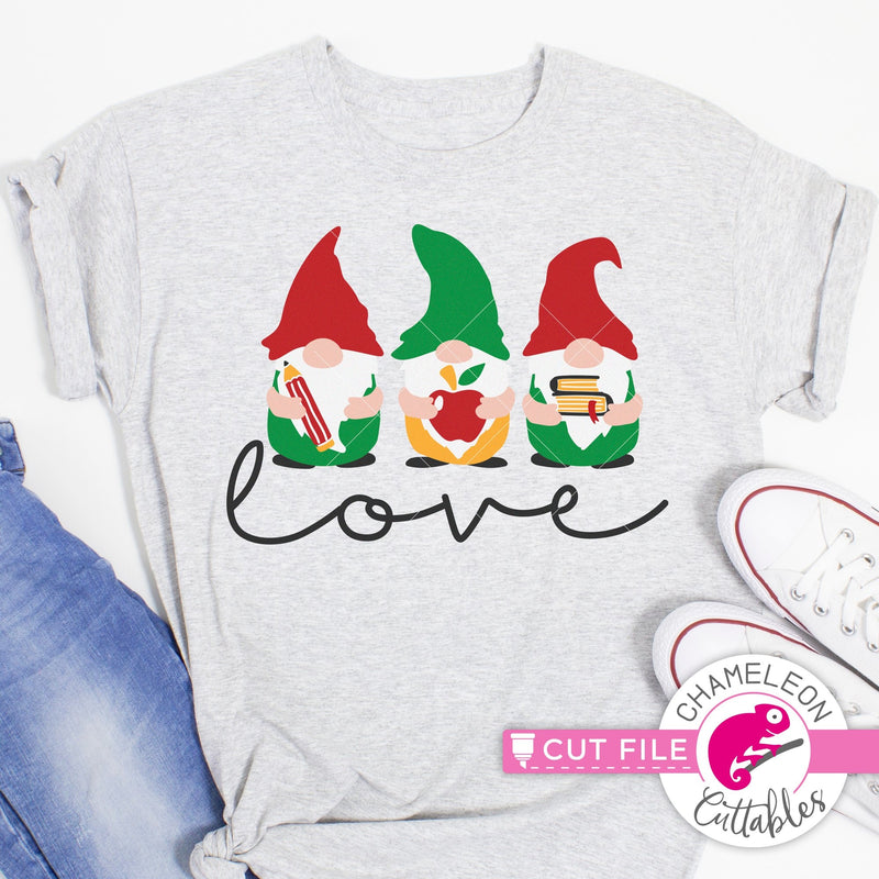 Love School Gnomes for Teacher svg png dxf eps jpeg SVG DXF PNG Cutting File