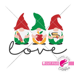 Love School Gnomes for Teacher svg png dxf eps jpeg SVG DXF PNG Cutting File