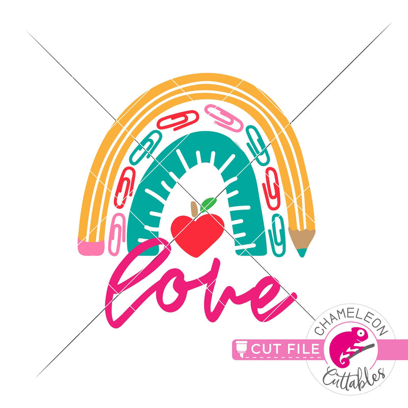 Love School supply rainbow for teacher svg png dxf eps jpeg SVG DXF PNG Cutting File