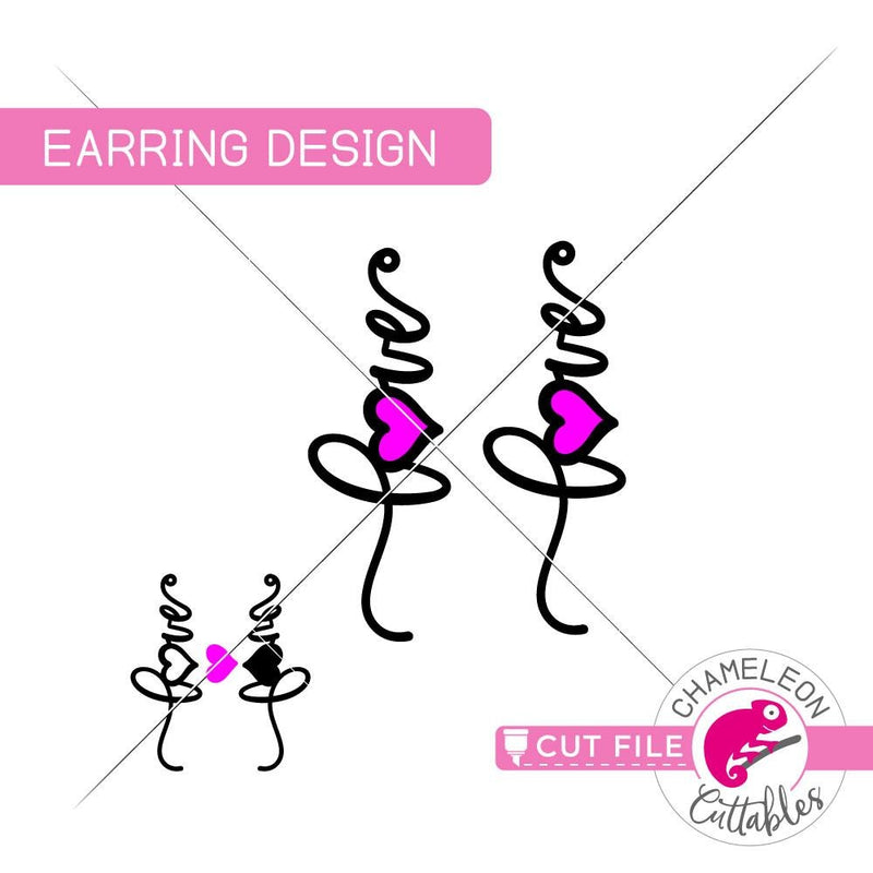 Love Valentines Day Earring Template svg png dxf eps SVG DXF PNG Cutting File