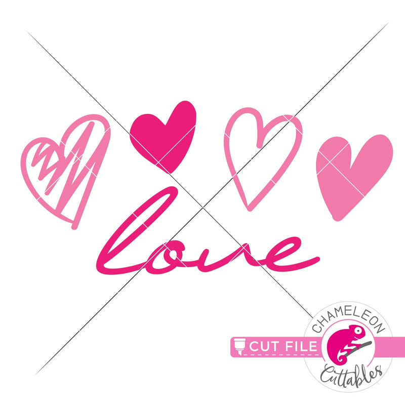 Love with 4 hearts svg png dxf eps jpeg SVG DXF PNG Cutting File
