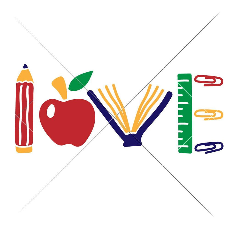 Love With Apple Pencil Book Ruler - School Teacher Appreciation Svg Png Dxf Eps Svg Dxf Png Cutting File