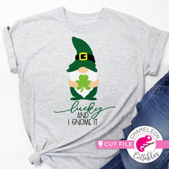 Lucky and I gnome it Gnomes St. Patricks Day svg png dxf eps jpeg SVG DXF PNG Cutting File