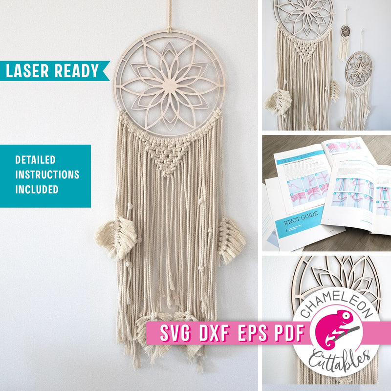 Macrame Dreamcatcher Bundle for Laser cutter svg dxf eps pdf SVG DXF PNG Cutting File