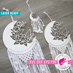 Macrame Moon Bundle for Laser cutter svg dxf eps pdf SVG DXF PNG Cutting File