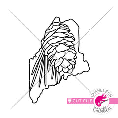 Maine state flower White Pine Cone outline svg png dxf eps jpeg SVG DXF PNG Cutting File