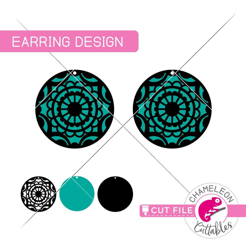 Mandala Circle Earring Template svg png dxf eps SVG DXF PNG Cutting File