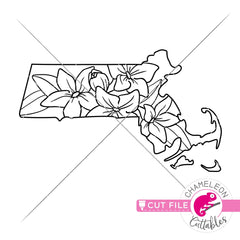 Massachusetts state flower mayflower outline svg png dxf eps jpeg SVG DXF PNG Cutting File