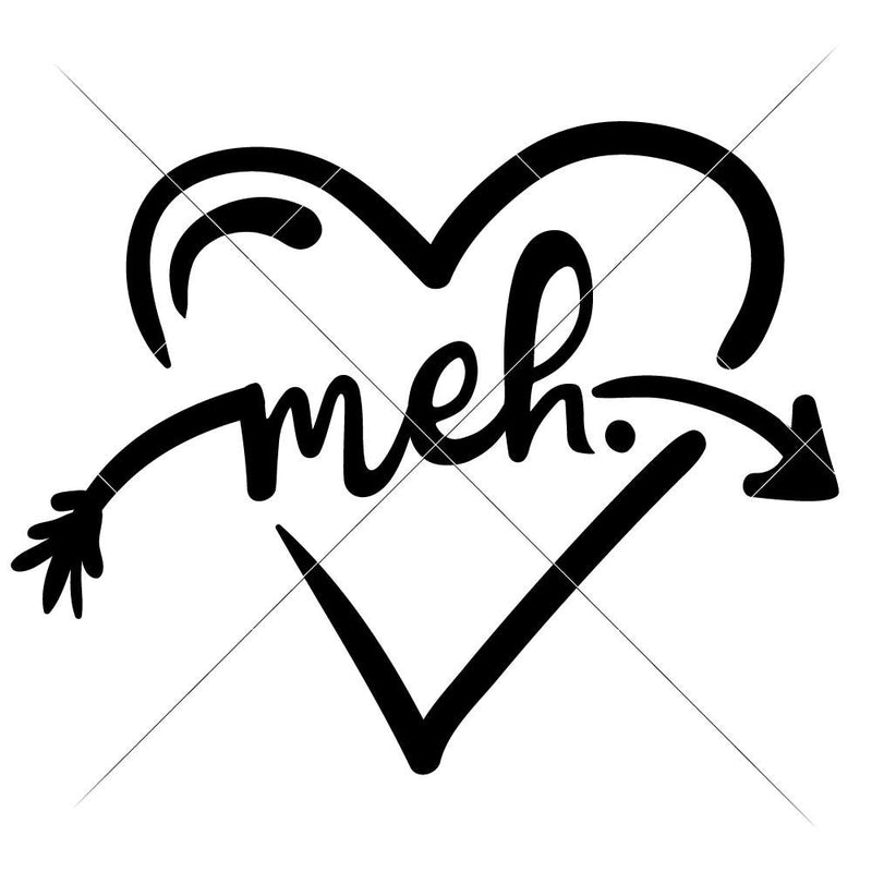 Meh Heart Anti-Valentines Day svg png dxf eps SVG DXF PNG Cutting File