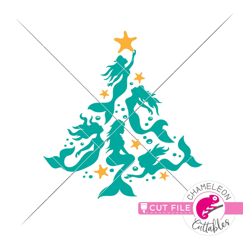Mermaid Starfish Christmas tree beach svg png dxf eps jpeg SVG DXF PNG Cutting File