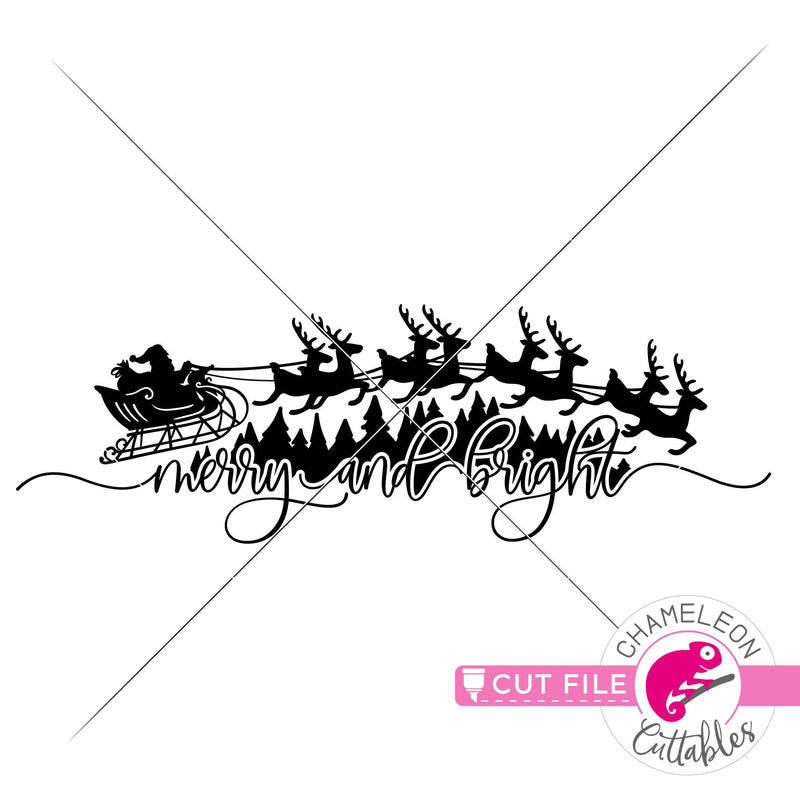 Merry and bright Santa horizontal svg png dxf eps jpeg SVG DXF PNG Cutting File