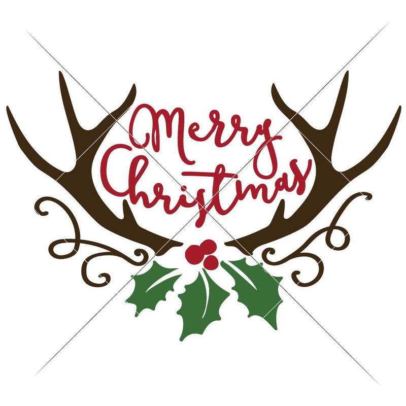 Merry Christmas Antlers With Mistletoe Svg Png Dxf Eps Svg Dxf Png Cutting File