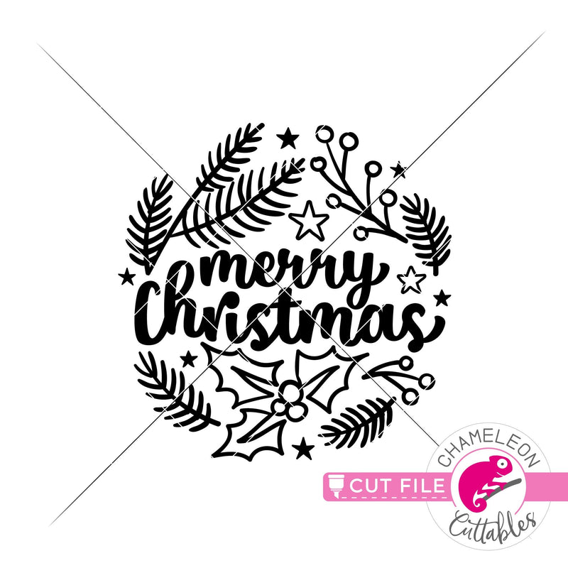 Merry Christmas circle with Christmas drawings round svg png dxf eps jpeg SVG DXF PNG Cutting File