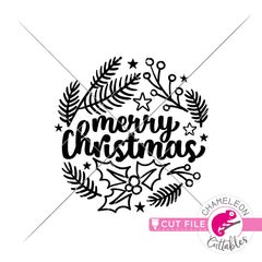 Merry Christmas circle with Christmas drawings round svg png dxf eps jpeg SVG DXF PNG Cutting File