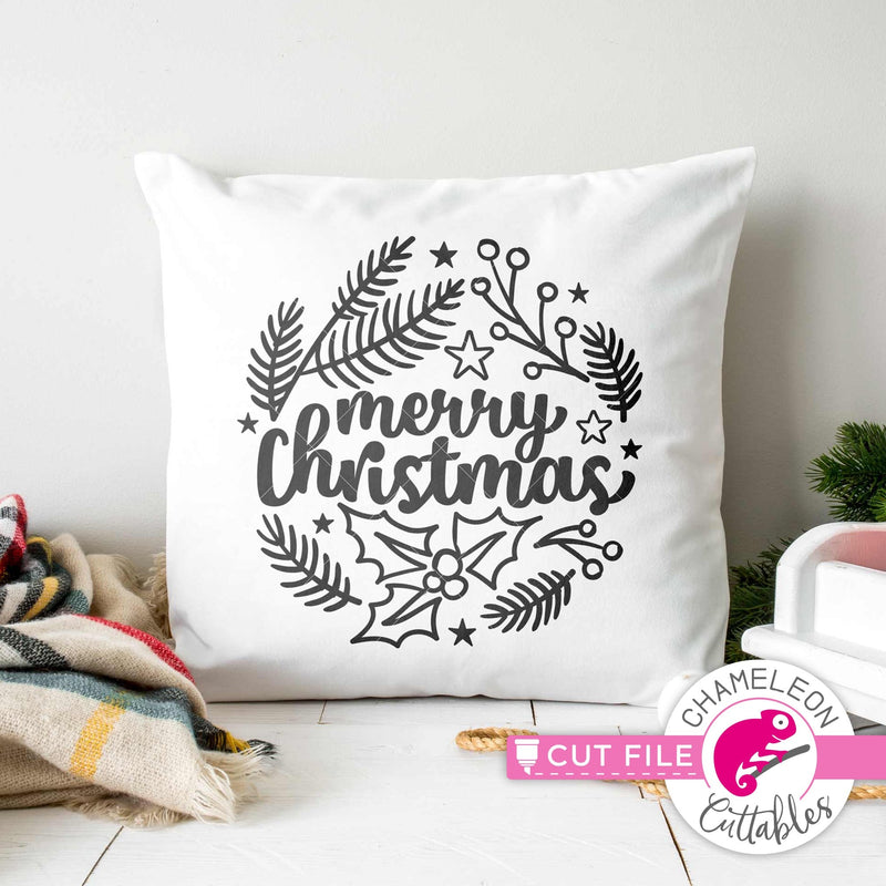 Merry Christmas circle with Christmas drawings round svg png dxf eps jpeg SVG DXF PNG Cutting File
