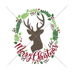 Merry Christmas Deer Wreath Svg Png Dxf Eps Svg Dxf Png Cutting File