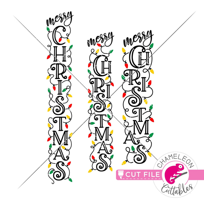 Merry Christmas lights vertical svg png dxf SVG DXF PNG Cutting File
