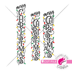 Merry Christmas lights vertical svg png dxf SVG DXF PNG Cutting File