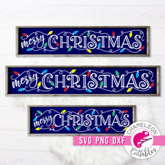 Merry Christmas Porch Sign with lights horizontal svg png dxf SVG DXF PNG Cutting File