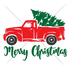 Merry Christmas Red Truck With Tree Svg Png Dxf Eps Svg Dxf Png Cutting File