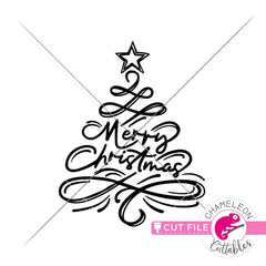 Merry Christmas Tree Sketch svg png dxf eps jpeg SVG DXF PNG Cutting File